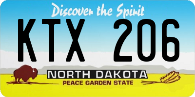 ND license plate KTX206