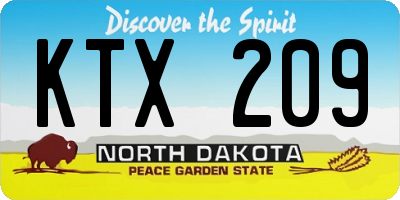 ND license plate KTX209