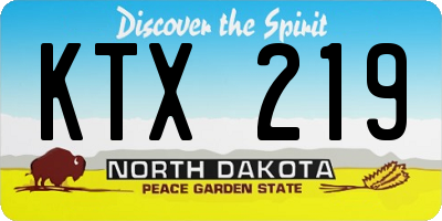 ND license plate KTX219