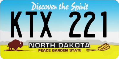 ND license plate KTX221