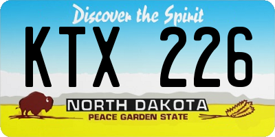 ND license plate KTX226