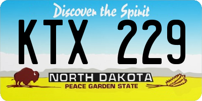 ND license plate KTX229