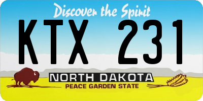 ND license plate KTX231
