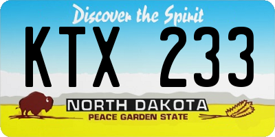 ND license plate KTX233