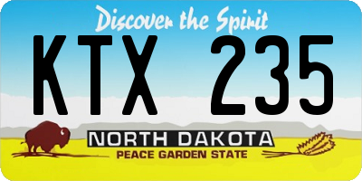 ND license plate KTX235