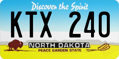 ND license plate KTX240