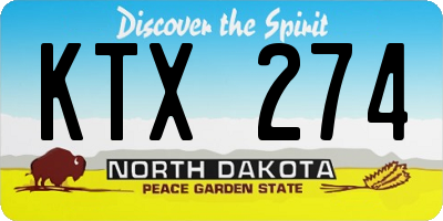 ND license plate KTX274