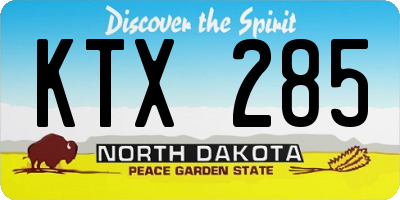 ND license plate KTX285