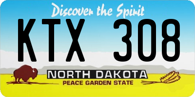 ND license plate KTX308