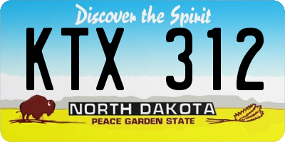 ND license plate KTX312