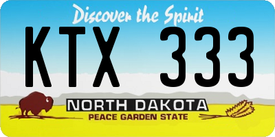 ND license plate KTX333