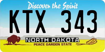 ND license plate KTX343