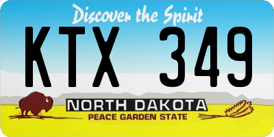 ND license plate KTX349