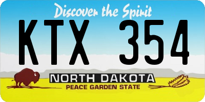 ND license plate KTX354