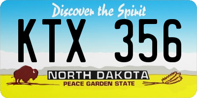 ND license plate KTX356