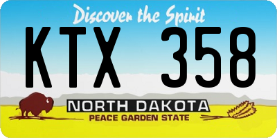 ND license plate KTX358
