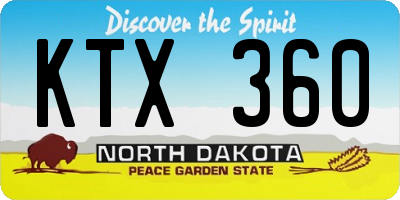 ND license plate KTX360