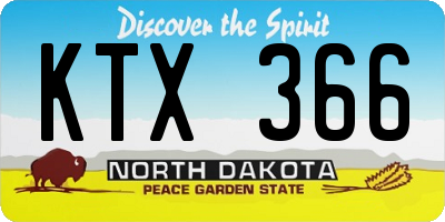 ND license plate KTX366