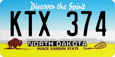 ND license plate KTX374
