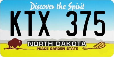 ND license plate KTX375