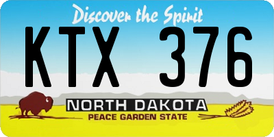 ND license plate KTX376