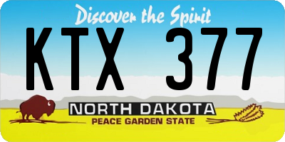 ND license plate KTX377