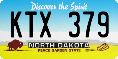 ND license plate KTX379