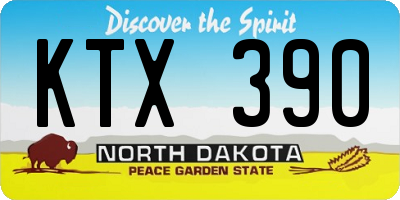 ND license plate KTX390