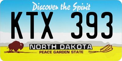 ND license plate KTX393