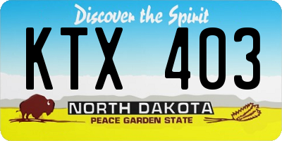 ND license plate KTX403
