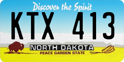 ND license plate KTX413
