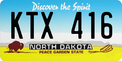 ND license plate KTX416