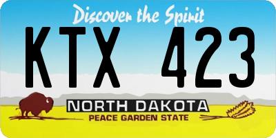 ND license plate KTX423