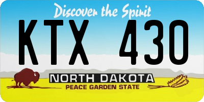 ND license plate KTX430