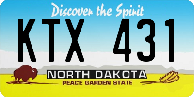 ND license plate KTX431
