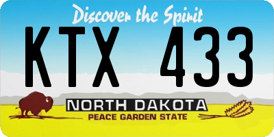 ND license plate KTX433