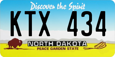 ND license plate KTX434