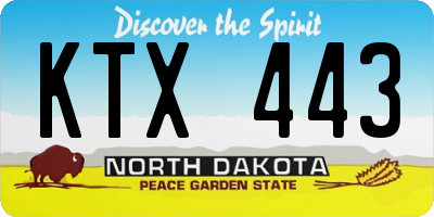 ND license plate KTX443