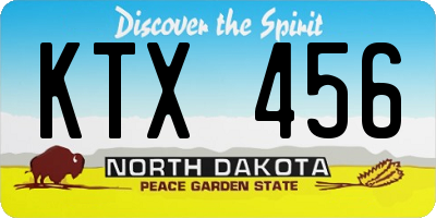ND license plate KTX456
