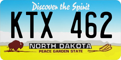 ND license plate KTX462