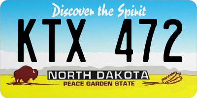 ND license plate KTX472
