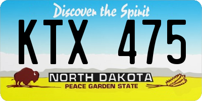 ND license plate KTX475