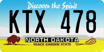 ND license plate KTX478