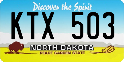 ND license plate KTX503