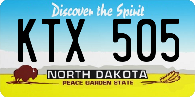 ND license plate KTX505