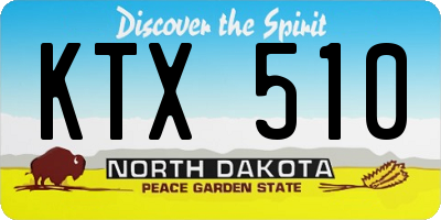 ND license plate KTX510