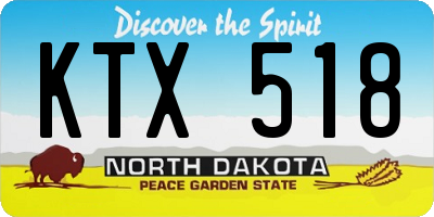 ND license plate KTX518