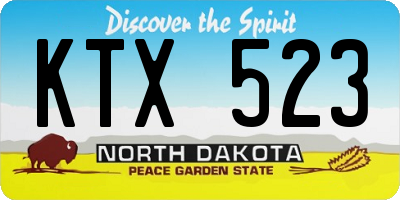 ND license plate KTX523
