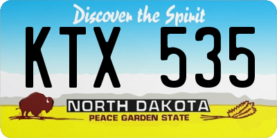 ND license plate KTX535