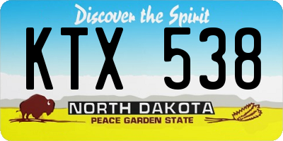ND license plate KTX538
